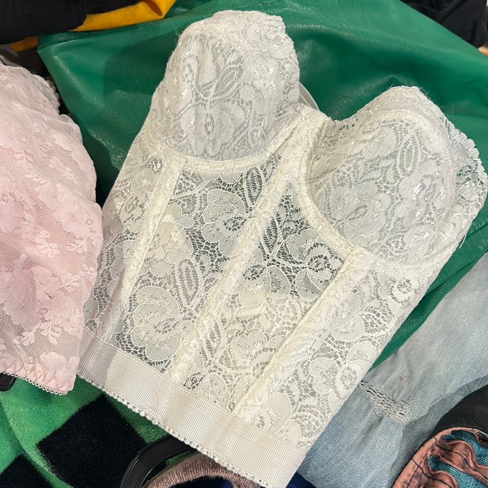 Sheer White Lace Underwired Bra Bustier Like New